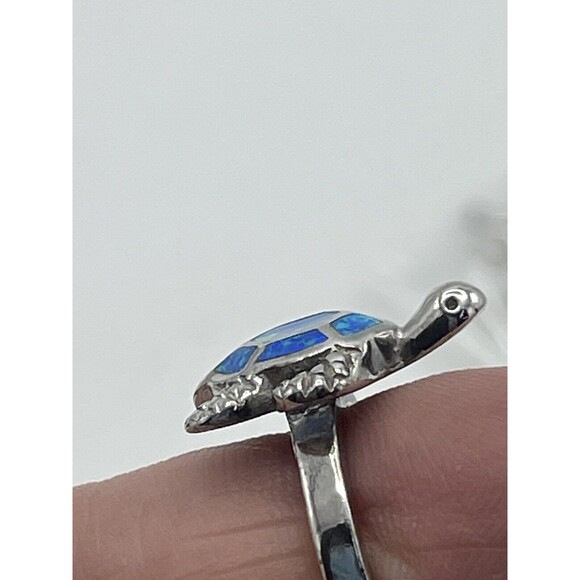 Honolulu Jewelry Co Sterling Silver Synthetic Opal Inlay Turtle Ring & Earrings - Picture 8 of 12